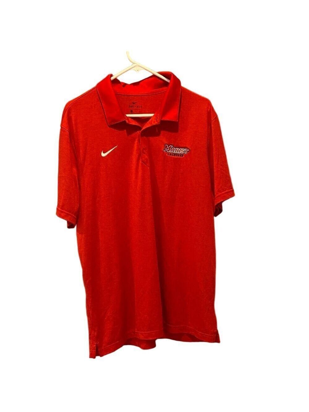 Nike Marist College Lacrosse Men's Red Dri-Fit Short Sleeve Polo Shirt Size XL